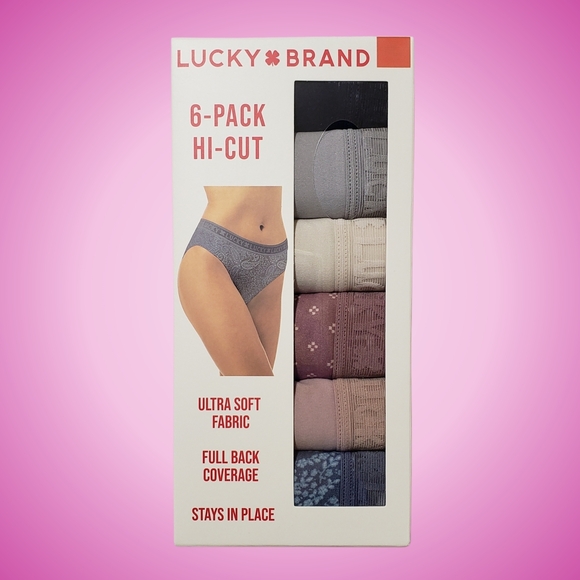 Lucky Brand Underwear Hi Cut Full Back Coverage Women Blue Multi 6 Pairs NWT - Picture 1 of 3